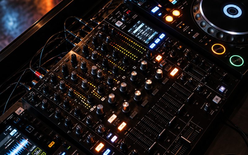 DJ al mixer durante un evento